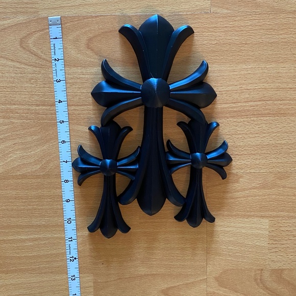 RARE X-Large 11” CH Black Triple Cross Decor - Picture 7 of 8